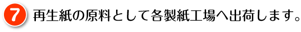 再生紙の原料として各製紙工場へ出荷します。